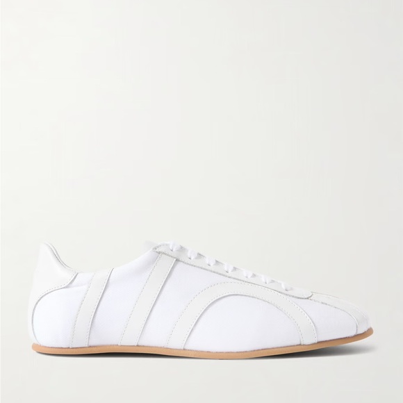 BNIB - Toteme White Leather-trimmed Canvas Women's Sneakers - Picture 1 of 3